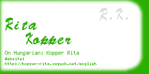 rita kopper business card